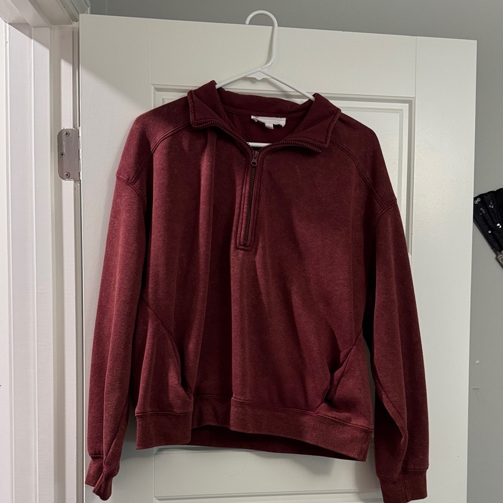 Pink Rose Women's Burgundy Half-Zip Sweatshirt